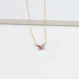 Half Gold Half Diamond Pave Butterfly Pendant Necklace