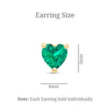 a green heart shaped ring size chart