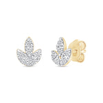 a pair of gold and diamond earrings