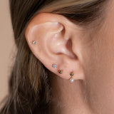 a close up of a person wearing a pair of ear piercings