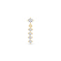 a gold earring with three diamonds on a white background