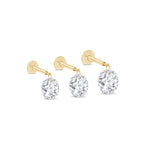 Yellow Gold Floating Lab Grown Diamond Drop Flat Back Earring