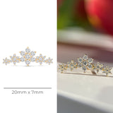 Five Flower Diamond Garland Flat Back Stud Yellow Gold