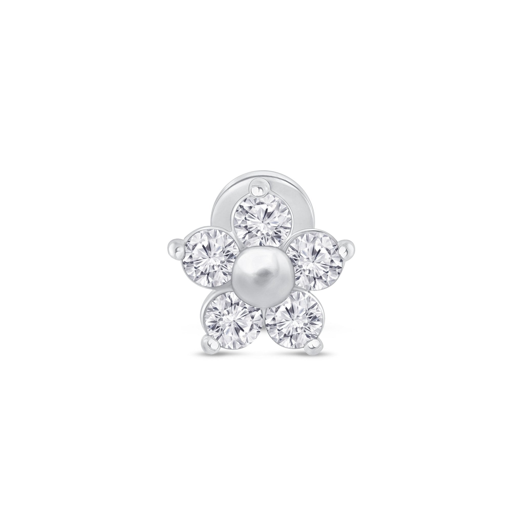 a white pearl and diamond flower earrings