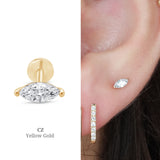 Marquise Cubic Zirconia Flat Back Earring