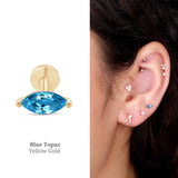 Marquise London Blue Topaz Flat Back Earring