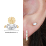 Marquise Cubic Zirconia Flat Back Earring