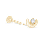 a pair of yellow gold earrings with a diamond