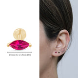 Marquise Pink Ruby Flat Back Earring