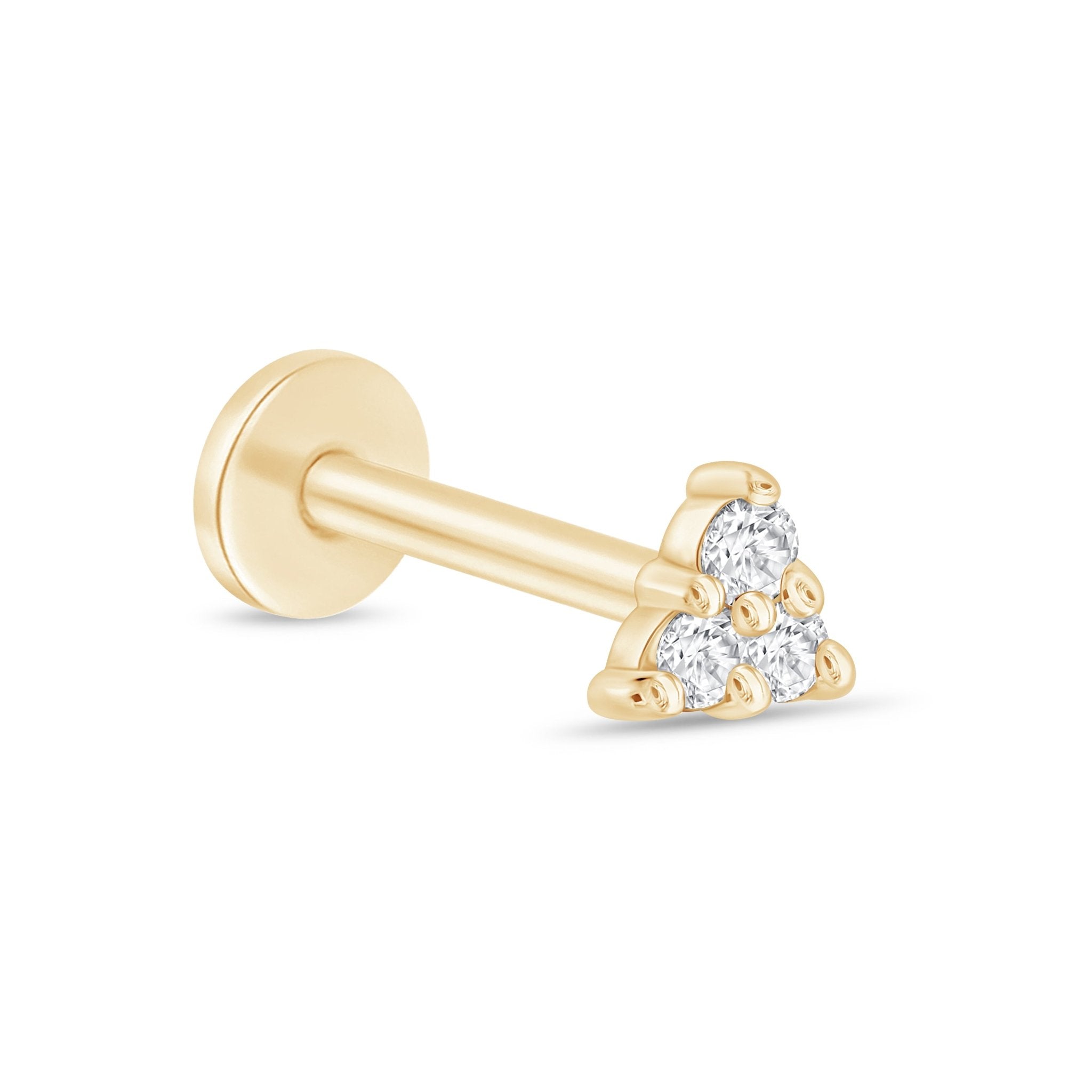 a pair of yellow gold earrings with diamonds