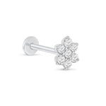 a pair of white gold and diamond flower earrings