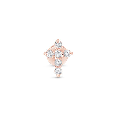 a rose gold ring with four diamonds