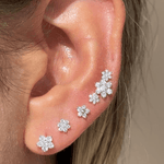 a close up of a person wearing a pair of ear piercings