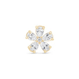 a yellow gold and white diamond flower ring