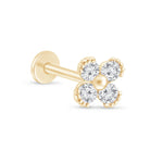 a pair of yellow gold and white diamond earrings