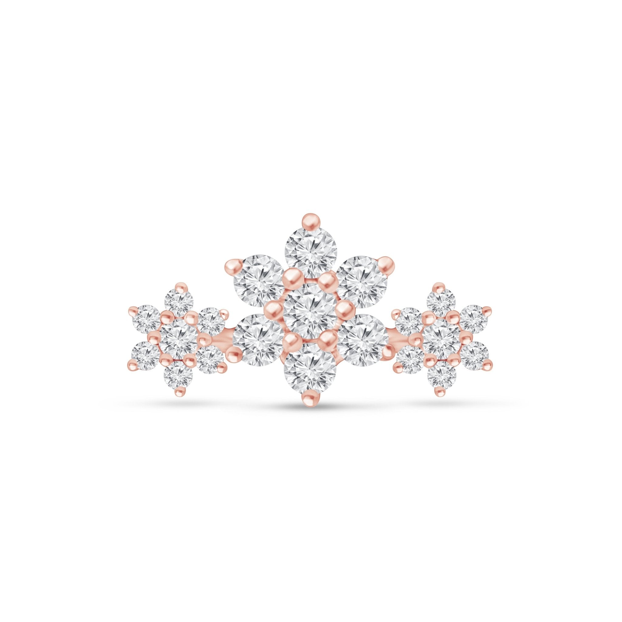 a diamond snowflake ring in 18k rose gold