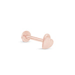 a pair of rose gold heart shaped nose studs