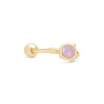 Yellow Gold Pink Opal Huggie Hoop
