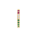 Rainbow Pavé Studded Gemstone Hoop in Solid 14k Yellow Gold