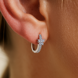 Diamond Butterfly Huggie Earrings in Solid 14k White Gold