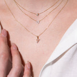 Cursive Diamond Initial Necklace in Solid 14k White Gold - V