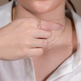 Cursive Diamond Initial Necklace in Solid 14k White Gold - V