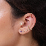 Amethyst Flower Flat Back Stud Earrings in Solid 14k Rose Gold