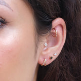 Yellow Gold Diamond Marquise Flat Back Earring