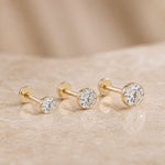 Yellow Gold Natural Diamond Bezel Flat Back Earring