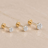 Yellow Gold Round Lab Grown Diamond Flat Back Earring