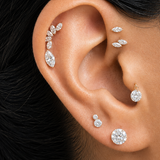 Yellow Gold Round Lab Grown Diamond Flat Back Earring
