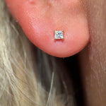 Yellow Gold Princess Cut Diamond Flat Back Earring