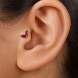 Ruby Double Marquise Flat Back Stud in Solid 14k Yellow Gold
