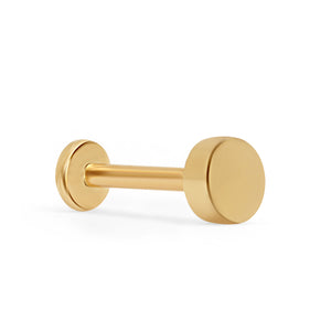 Gold Disc Single Flat Back Stud in Solid 14k Gold