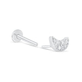 Diamond Pavé Studded Crescent Moon Flat Back Stud