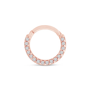 Pavé Gemstone Studded Eternity Clicker Single Hoop in Solid 14k Gold