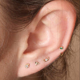Diamond Paisley Flat Back Stud Milgrain Set in Solid 14k Rose Gold