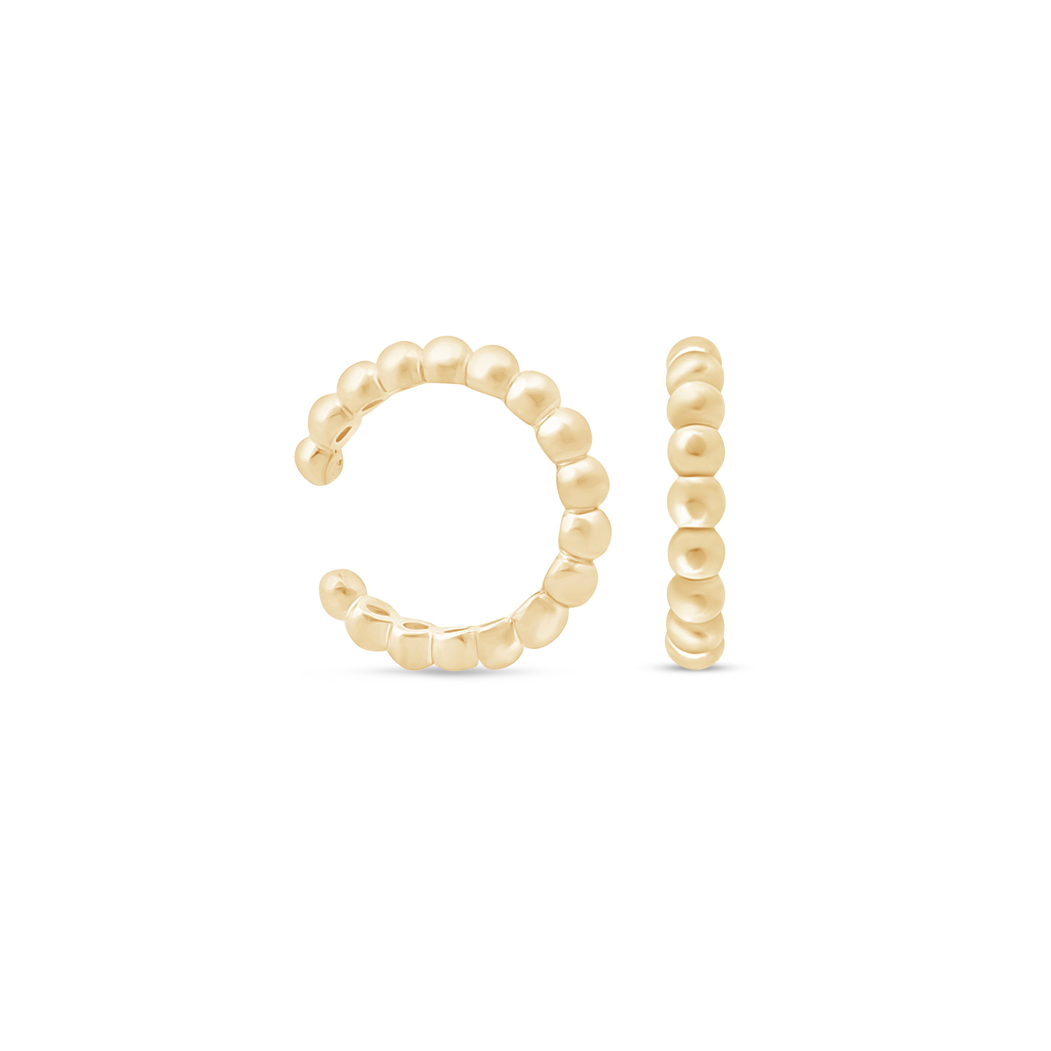 Beaded Ear Cuff in Solid 14k Yellow Gold