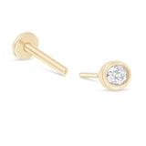 Oval Cubic Zirconia Flat Back Earring in Bezel Set Solid  Gold