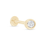 Oval Cubic Zirconia Flat Back Earring in Bezel Set Solid  Gold