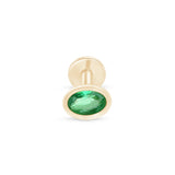 Oval Emerald Flat Back Earring in Bezel Set Solid