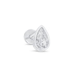 Bezel Set Pear Cubic Zirconia Flat Back Earring