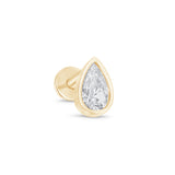 Pear Gemstone Flat Back Stud Bezel Set in Solid 14k Yellow Gold