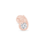Diamond Paisley Flat Back Stud Milgrain Set in Solid 14k Rose Gold