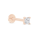 Rose Gold Princess Cut Diamond Flat Back Earring