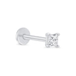 White Gold Princess Cut Diamond Flat Back Earring
