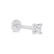 White Gold Princess Cut Diamond Flat Back Earring
