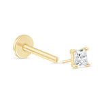 Yellow Gold Princess Cut Diamond Flat Back Earring