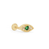 Emerald Evil Eye Flat Back Stud