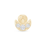 Cubic Zirconia Studded Crescent Moon Flat Back Stud